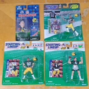Vintage Lot of 4 Green Bay Packers NFL figures Farve White Levens & Chmura